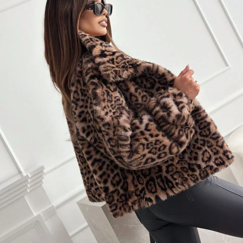 Capispalla allentato casual Autunno Inverno Donna Top New Fashion Stampa leopardata Donna Cappotti Giacche Cardigan Vestiti 2