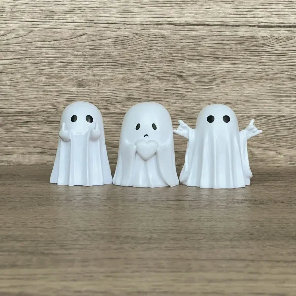 Dito medio Statua di fantasma carino Piccole figurine di fantasmi spaventosi Decorazioni per la casa di Halloween Centrotavola per tavolino Regali per scaffali 1