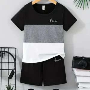 Vestiti estivi per bambini, magliette e pantaloncini abbinati ai colori, set da 2 pezzi, top e pantaloni a maniche corte per neonate 1