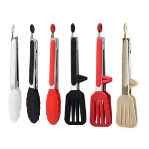 Pinze per alimenti da 9 pollici Pinze in acciaio inossidabile Clip da cucina antiaderenti in silicone Utensili per pane per insalata per barbecue all'aperto Accessori da cucina 1