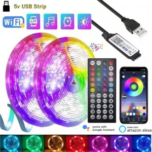 Luci LED USB 5V 5050 RGB Luce di striscia LED Lampada multicolore Controllo app Sincronizzazione Musica TV Nastro retroilluminato per la decorazione della stanza 1