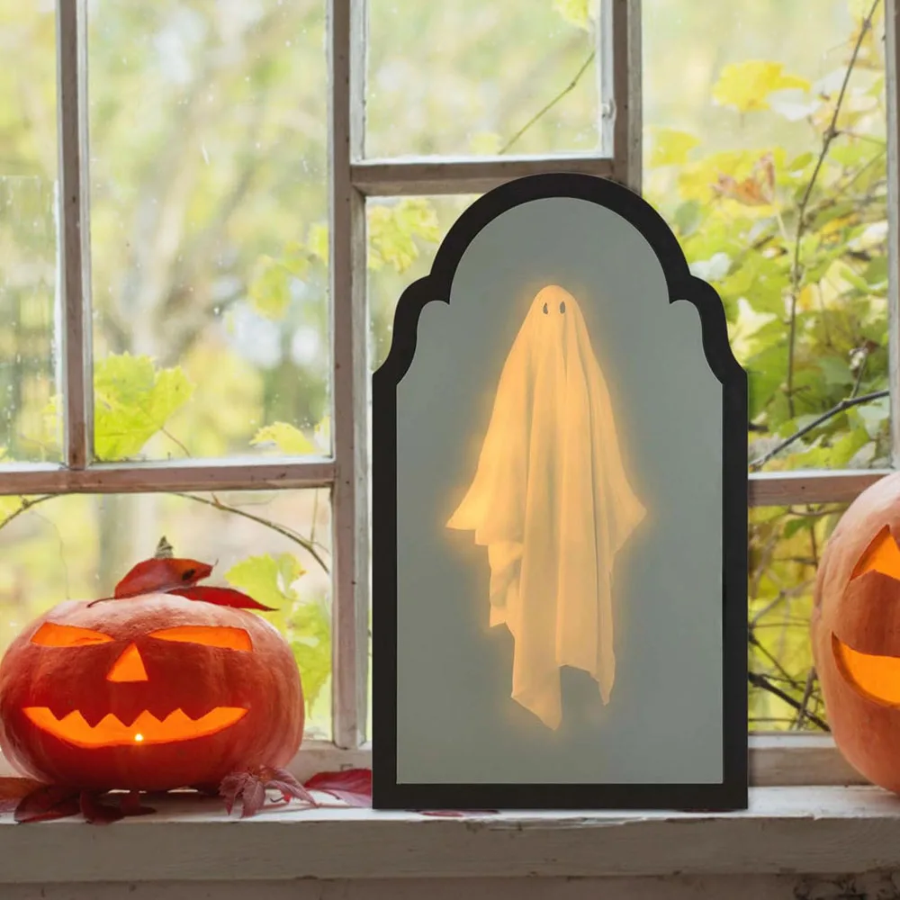 1 specchio fantasma ologramma USB per Halloween, fantasmi spaventosi spettrali per decorazioni di Halloween per interni, decorazioni per la stanza di Halloween 4