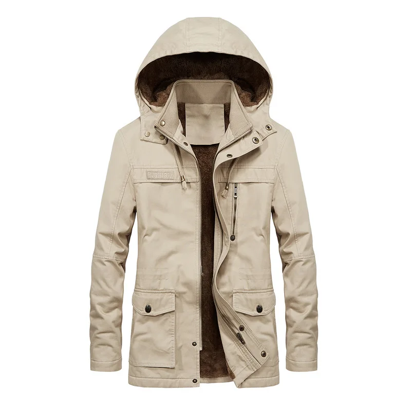 Cappotto Cargo militare giacca da uomo spessa e calda Parka invernale giacca imbottita in cotone Casual da uomo felpe con cappuccio in pelliccia multitasche da uomo Parka 3
