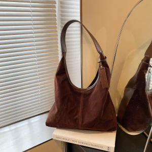 Borsa retrò smerigliata da donna di grande capacità autunno e inverno borsa monospalla popolare borsa per ascelle 1