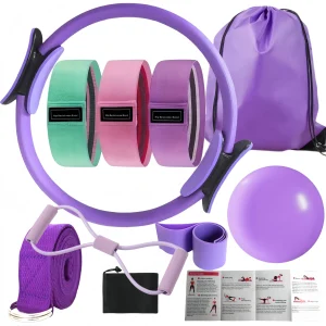 Kit yoga per pilates da 10 pezzi, cintura elastica per palla da yoga, cintura da rally - Attrezzatura fitness per stretching, modellatura e allenamento centrale 1