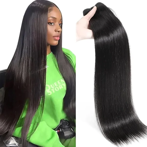 Estensioni del tessuto dei capelli sintetici lisci per le donne 60g clip facile nera naturale in fasci di capelli lunghi resistenti al calore non remy 2