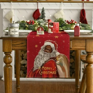 Babbo Natale Buon Natale Runner da tavolo Bandiera Decor Divani di stoffa per feste Regalo Inverno Natale Vacanze Cucina Sala da pranzo Capodanno Autunno 1