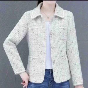 Capispalla primavera autunno Camicia a quadri ampia da donna Ricamo floreale stile francese Taglia corta Piccola giacca a vento alla moda 1