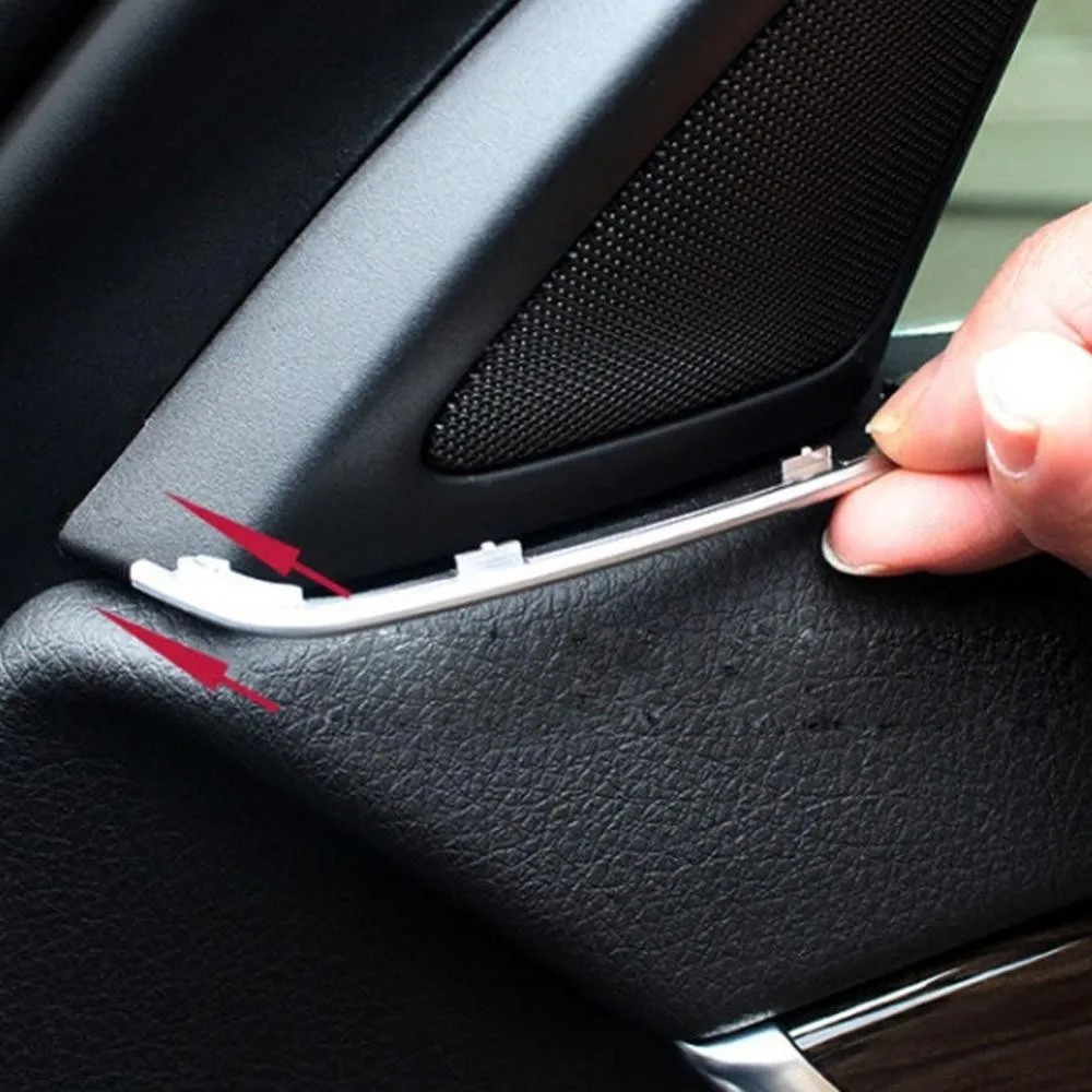 2/4PCS Porta Anteriore Altoparlante Copertura Gap Trim Argento ABS Modanature Interne per BMW Serie 5 F10 2011-2013 Accessori Per Interni Auto 4