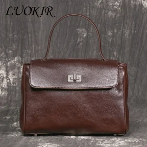LUOKIR Borsa a tracolla da donna in vera pelle Borsa a busta in pelle di vacchetta con strato superiore Borsa a tracolla moda Borsa a tracolla stile vintage 1