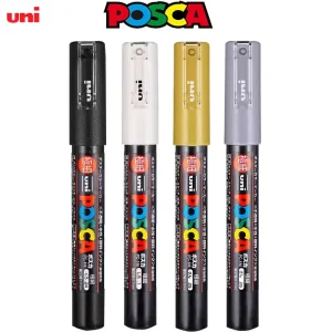 Set di pennarelli UNI POSCA PC-1M/3M/5M Penna per vernice acrilica permanente Asciugatura rapida Pittura Graffiti Rifornimenti d'arte Cancelleria giapponese 1