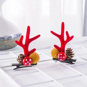 2 pz/set Kawaii Di Natale Alce Orecchio Clip di Capelli Delle Donne Della Ragazza di Babbo Natale Pupazzo di Neve Tornante Festa di Natale Barrettes Per I Bambini Cosplay Copricapi 1