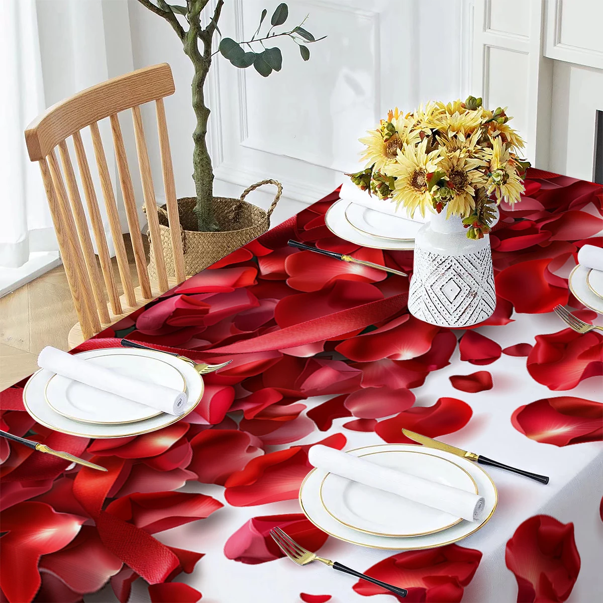 Comedthus Rose ortensia tovaglia rettangolare in poliestere impermeabile festa di compleanno forniture per feste da tavolo rettangolari 4