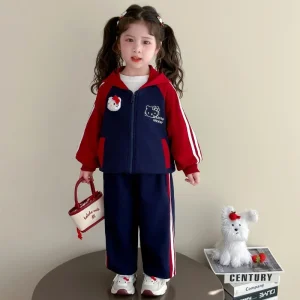 Set di vestiti per neonata Felpe per bambini autunnali Top con cappuccio e pantaloni 2 pezzi Tute per bambini Outfit Uniforme da baseball di moda 1