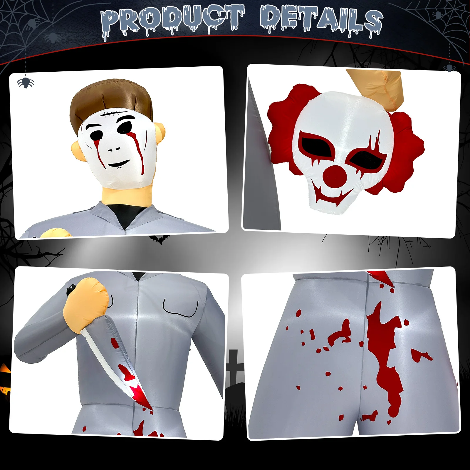 OurWarm 10FT Serial Killer Gigante Halloween Gonfiabile, Spaventoso Halloween Blow Up Decor per Cortile Gonfiabile Halloween Decorazione Esterna 4
