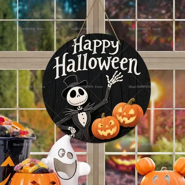 Festa di Halloween Il pesadelo prima di Natale Decorazione Cartello in legno Zucca Appeso a parete Cartello Porta d'ingresso Decorazioni per la casa Regali per bambini 3