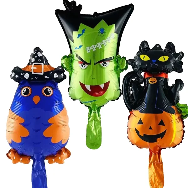 10/30/50pcs Mini Elemento di Halloween Pipistrello della Morte Zucca Palloncini a Bobina in Alluminio Stile Casuale Decorazione della Festa di Halloween 4
