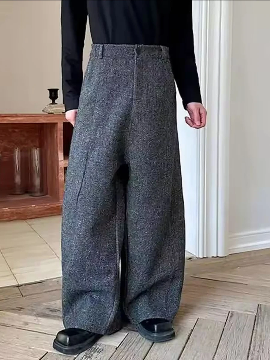 Mauroicardi Autunno Inverno Oversize Lungo Flowy Morbido Baggy Pantaloni a Gamba Larga per Uomo Allentato Elegante Chic Pantaloni Vestiti 2025 2