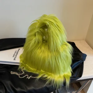Borsa a tracolla invernale in pelliccia sintetica per donna borse sfocate alla moda borsa a tracolla in peluche borsa a tracolla soffice borsa per cellulare con manico peloso 1