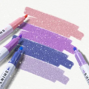 Evidenziatori a 4 colori Pennarelli evidenziatori glitter Forniture di cancelleria Kawaii Accessori per il ritorno a scuola per ragazze Studenti 1