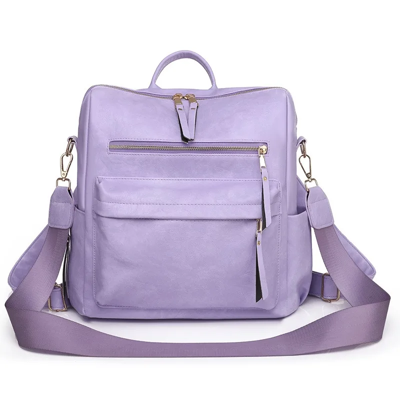 Zaino in pelle Pu da donna Borsa a tracolla femminile di moda Sac a Dos Ladies Bagpack Mochilas Borse da scuola per ragazze adolescenti 2025 3