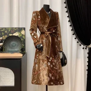 Cappotto da donna 2025 Nuova moda elegante risvolti Trench da donna Autunno Inverno Trench da donna ricamato di alta qualità H656 1