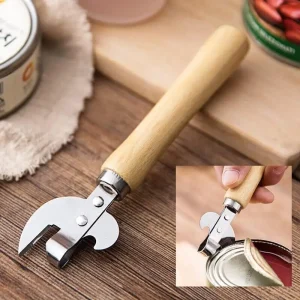 2 pezzi, apriscatole, apribottiglie multifunzionale, apriscatole con manico in legno in acciaio inossidabile, adatto per lattine, cacciaviti, lattine di ferro da latte evaporate, bottiglie di birra e altre lattine 1