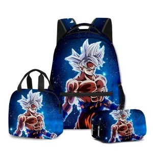 2025 Anime Dragon BallZ Goku 3d Zaino Stampa Set da 3 pezzi Studenti Ritorno a scuola Regalo Zaino di moda Borsa per il pranzo Borsa per penne 1