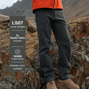 SIMWOOD Pantaloni invernali caldi da uomo foderati in pile 300gsm Soft Shell Pantaloni da esterno da uomo larghi dritti Plus Size 2025 Autunno 1