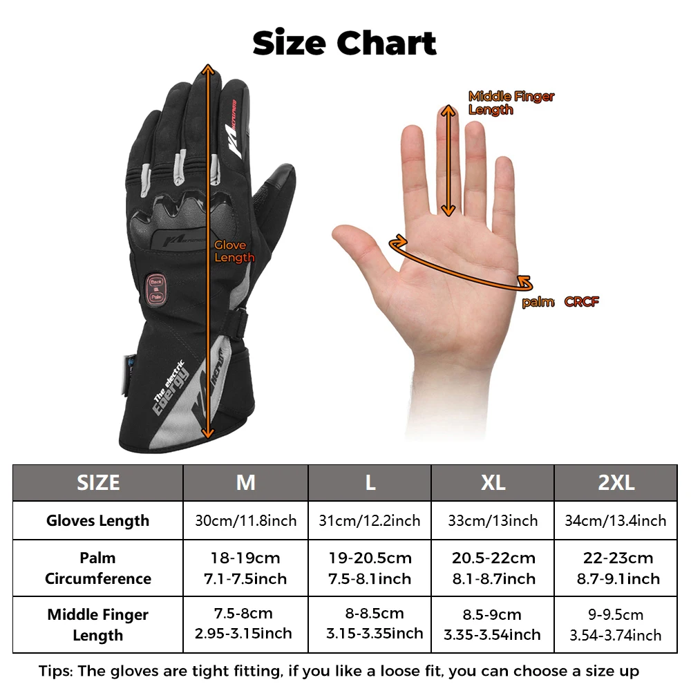Guanti riscaldati KEMIMOTO Guanti riscaldati per moto invernali Guanti termici riscaldanti ricaricabili impermeabili caldi per motoslitta 6