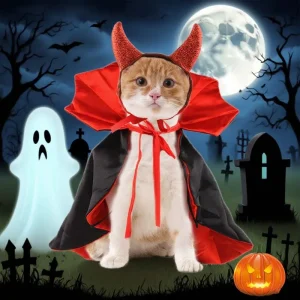Set di cappelli per mantello per cani di Halloween, costume per animali domestici, per feste di festa, abiti natalizi, vestiti per animali domestici, decorazioni di Halloween 1