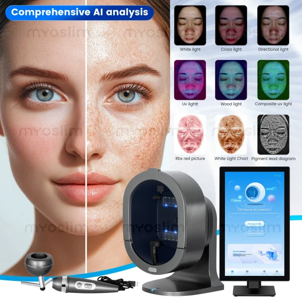 2025 Nuovo aggiornamento X5 AI Intelligenza artificiale Rilevatore di analisi della pelle del viso profondo Test dei follicoli Lente d'ingrandimento per analisi della pelle 2