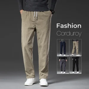 Pantaloni casual dritti in velluto a coste da uomo Primavera Autunno Business Leisure Pantaloni moda Pantaloni maschili vestibilità regolare Abiti di marca 1
