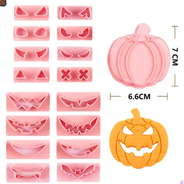 Stampo in silicone per Halloween Pipistrello Zucca Fantasma Teschio Stampo per biscotti Strumento di cottura Strumento per decorare torte con goffratura per biscotti 6
