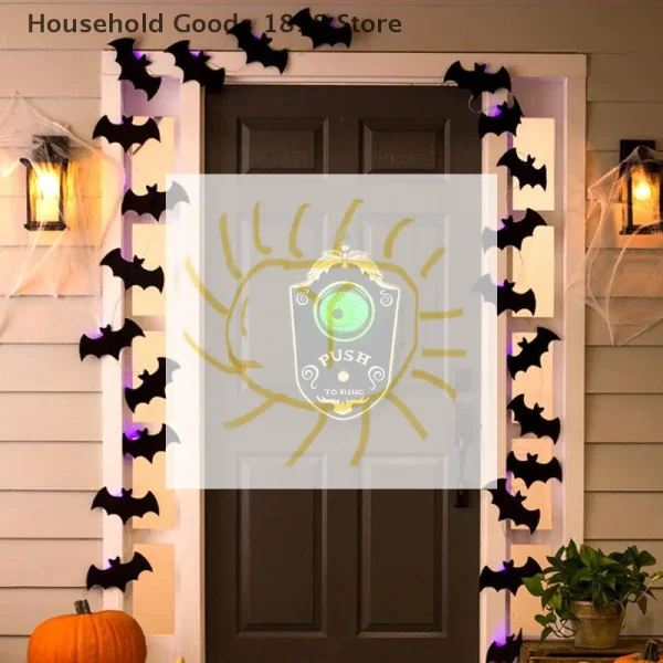 Decorazione di Halloween Campanello con un occhio Puntelli horror Giorno del fantasma Incandescente Casa Appesa Campanello elettrico luminoso con bulbo oculare 1