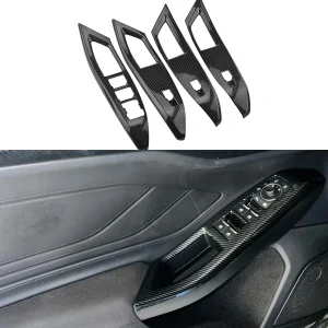 Per Ford Focus 2019 2020-2023 In Fibra di Carbonio Porta Interna Dell'auto Bracciolo Pannello Finestra Ascensore Pulsante di Copertura Trim Accessori Interni 1