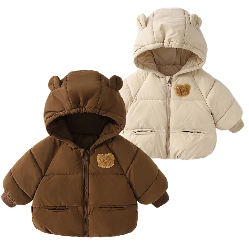 Orso cartone animato Cappotto invernale per bambino Addensare giacca di cotone per ragazzi Ragazze Vestiti Bambini Top con cappuccio Capispalla da neve Costume coreano 1-6T 1