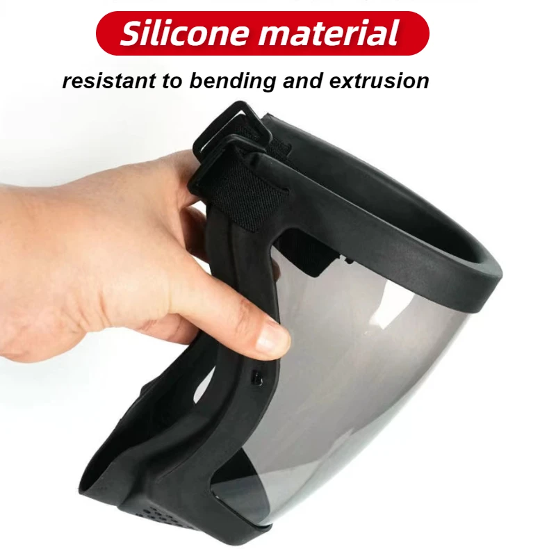 Maschera di protezione da lavoro Visiera integrale riutilizzabile Cucina di casa Maschera di protezione dagli schizzi Maschera antipolvere antivento antiappannamento con filtro 3