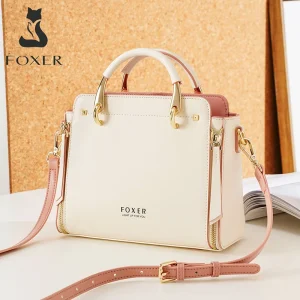 FOXER Borsa a tracolla da donna in pelle crosta Borsa elegante 2025 Borsa tote grande da donna autunno inverno Borsa a tracolla dal design di lusso 1