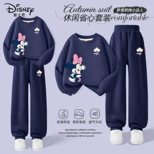 Autunno Neonate Disney Minnie Set di vestiti stampati Kid Girl Felpe Pullover Top e pantaloni 2 pezzi Tute per bambini 1