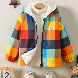 Cappotto cardigan con cerniera con cappuccio e fodera in peluche calda e spessa stampata digitale moda autunno/inverno da ragazzo 1