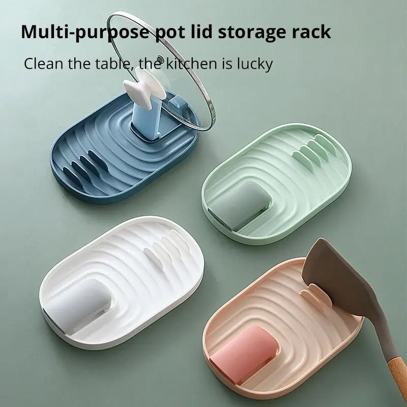 1 pz verde/rosa/Bule/rosa Silicone stile nordico coperchio pentola pala Rack di stoccaggio pratico multifunzionale cucina fornitura antiscivolo 2