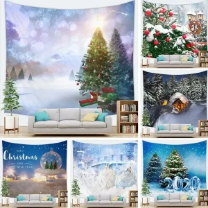 Tema natalizio Neve Albero di Natale Arazzo Camera da letto Soggiorno Decorazione natalizia domestica 1