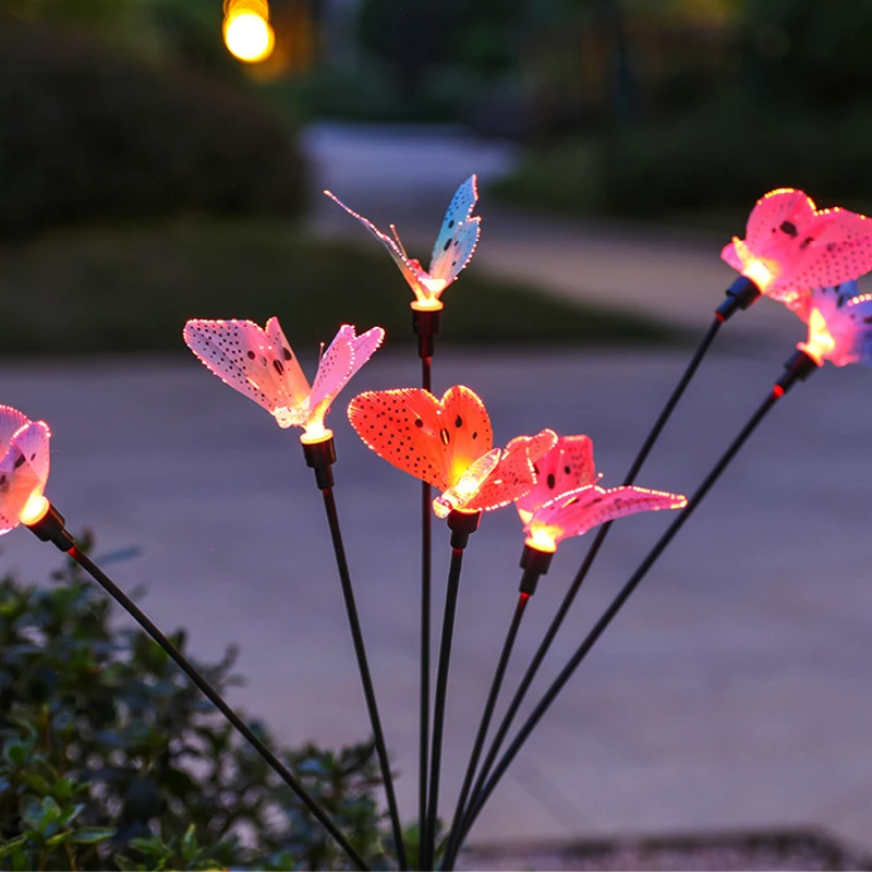 Luci solari Outdoor Waterproof Garden Decor 6LED Butterfly Pathway Lights per Patio Yard Lawn Decor Lamp 6