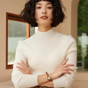 Autunno e inverno nuove donne 100% puro cashmere maglione pullover a collo semi alto lavorato a maglia slim fit top da donna di vendita caldo 1