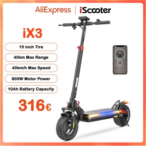 IScooter iX3 800W potente Scooter elettrico 40KM gamma 10 pollici fuoristrada pneumatico elettrico Kick Scooter 10Ah 40 KM/H Scooter per adulti 1