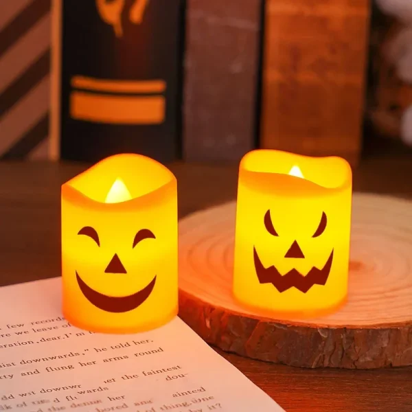 Lanterna di zucca Luce di candela Teschio di Halloween Fantasma Lampada per bambini Regalo per la camera da letto Decorazione per feste in giardino Luce d'atmosfera 4