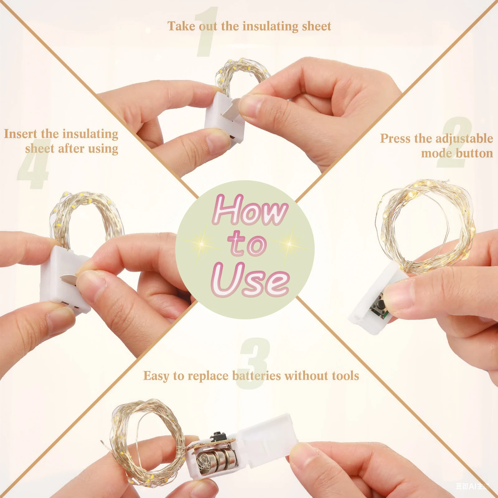 20-200 pezzi lucine a LED luci a corda a batteria luci scintillanti impermeabili per decorazioni di nozze festa di Natale di Halloween 6