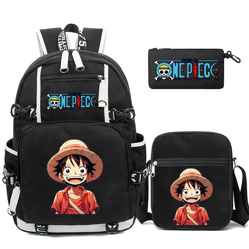 3 pz/set Anime One Piece Stampato Zaino con Borsa a Tracolla Pengcil Caso per Adolescente Ragazza Ragazzo Ritorno A Scuola Bookbag Zainetto 2