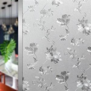 Pellicola per finestre per privacy con fiori 3D, pellicola per finestre aderente statica smerigliata Pellicola per finestre anti UV non adesiva per l'ufficio del bagno di casa 1